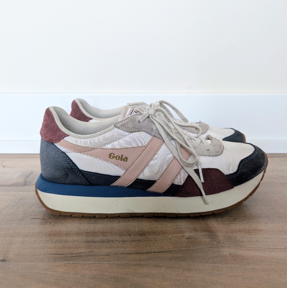 Gola Women's Pink Cream Navy Suede Sneakers